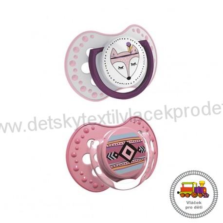 Šidítko 6-18m silikonové dynamické LOVI INDIAN 2ks 22/857 růžové