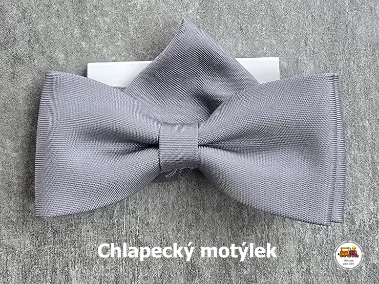Dětský motýlek chlapecký šedý s kapesníčkem č.75