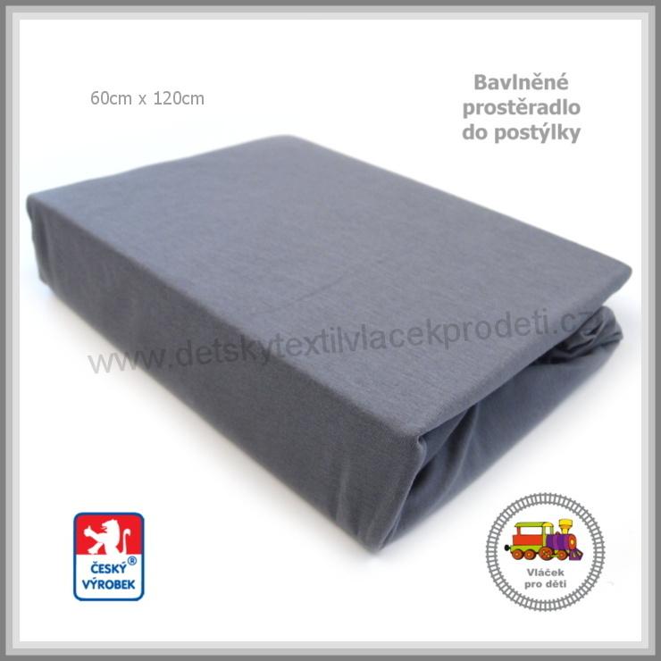 Bavlněné mako prostěradlo do postýlky Dekoratex /13/ barva šedá 60x120cm