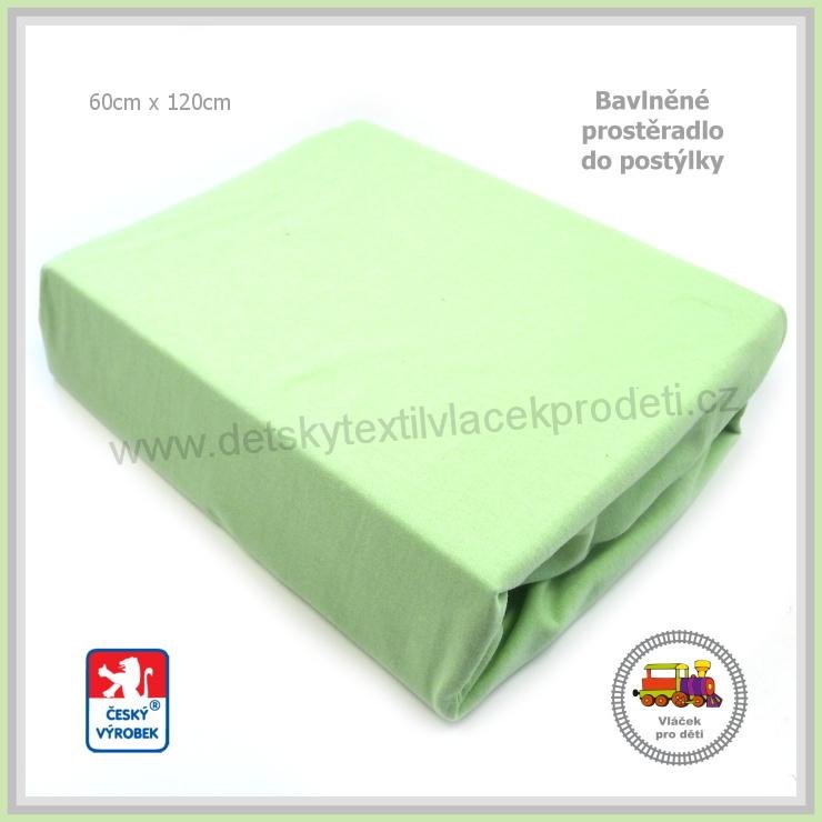 Bavlněné mako prostěradlo do postýlky Dekoratex /9/ barva zelená 60x120cm