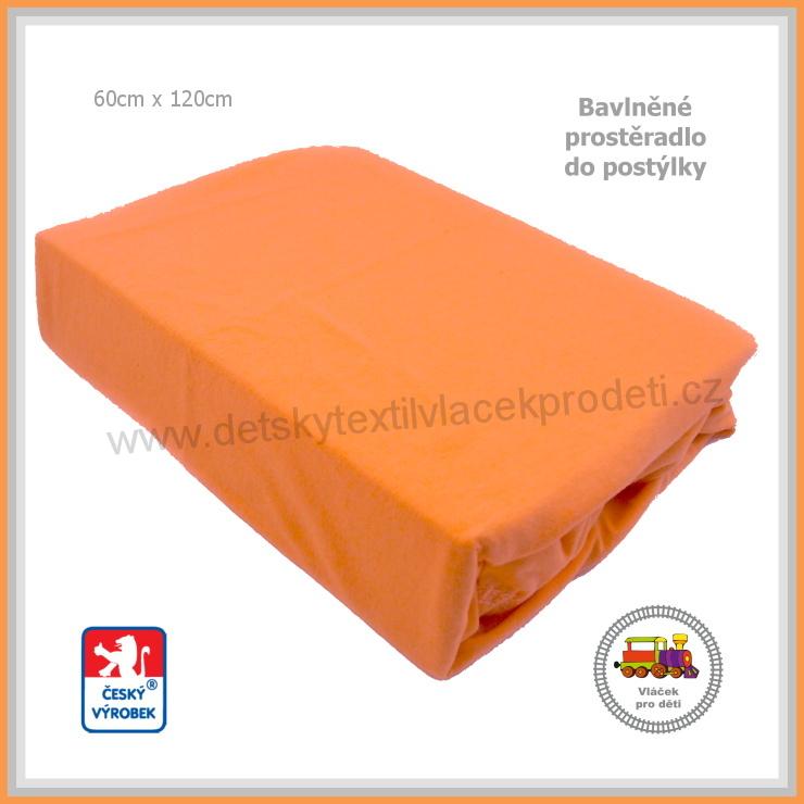 Bavlněné mako prostěradlo do postýlky Dekoratex /6/ barva oranžová 60x120cm