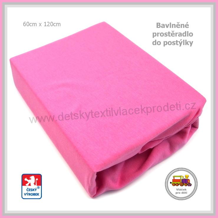 Bavlněné mako prostěradlo do postýlky Dekoratex /4/ barva růžová 60x120cm