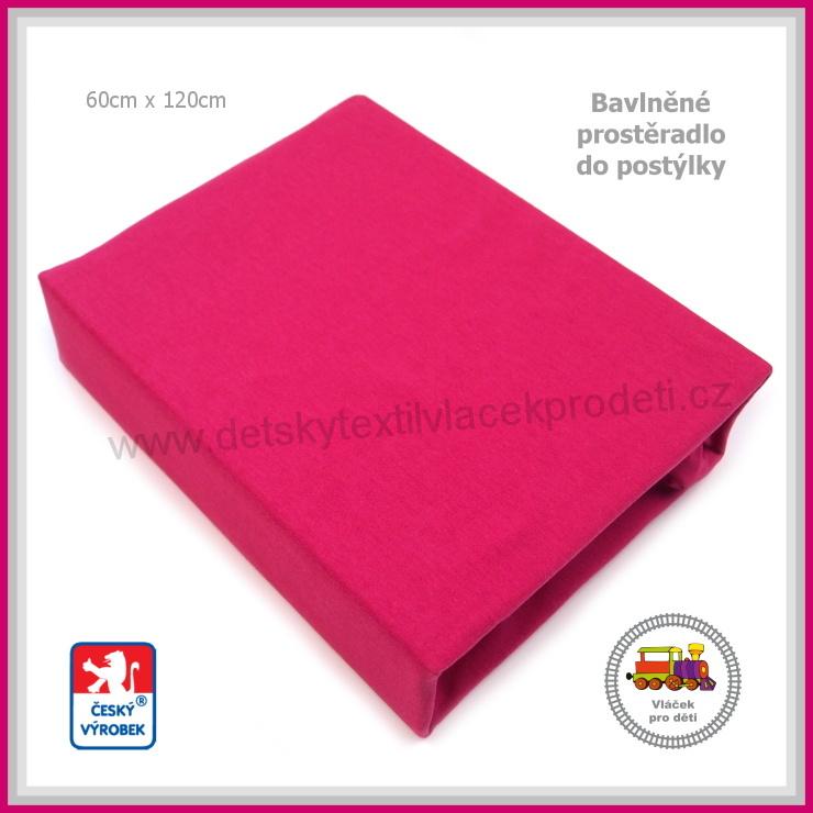 Bavlněné mako prostěradlo do postýlky Dekoratex /3/ barvaTmavě růžová 60x120cm