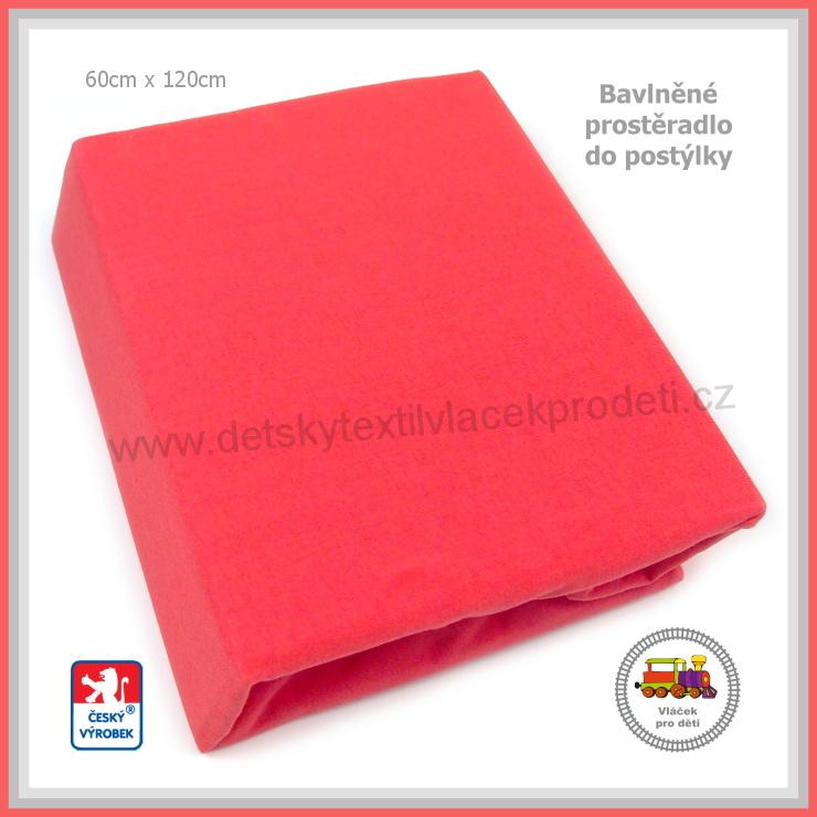 Bavlněné mako prostěradlo do postýlky Dekoratex /2/ barva jahodová 60x120cm
