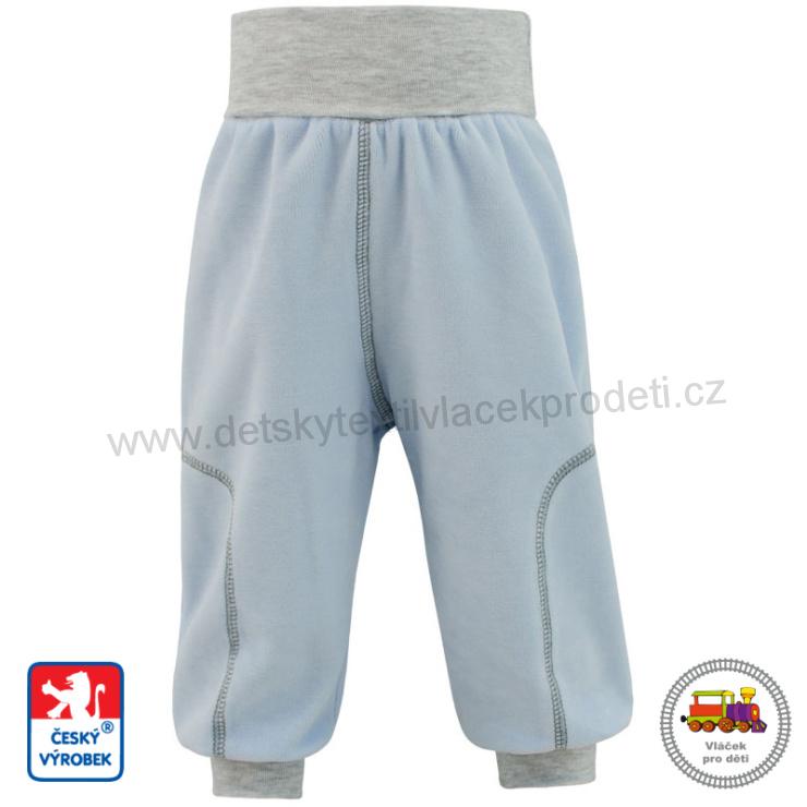 Dětské jarní plyšové kalhoty/polodupačky/tepláčky Adam modré vel.74