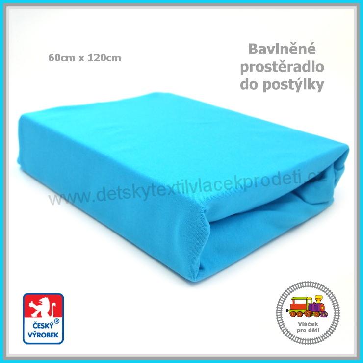 Bavlněné mako prostěradlo do postýlky Dekoratex /00/ barva tyrkys 60x120cm