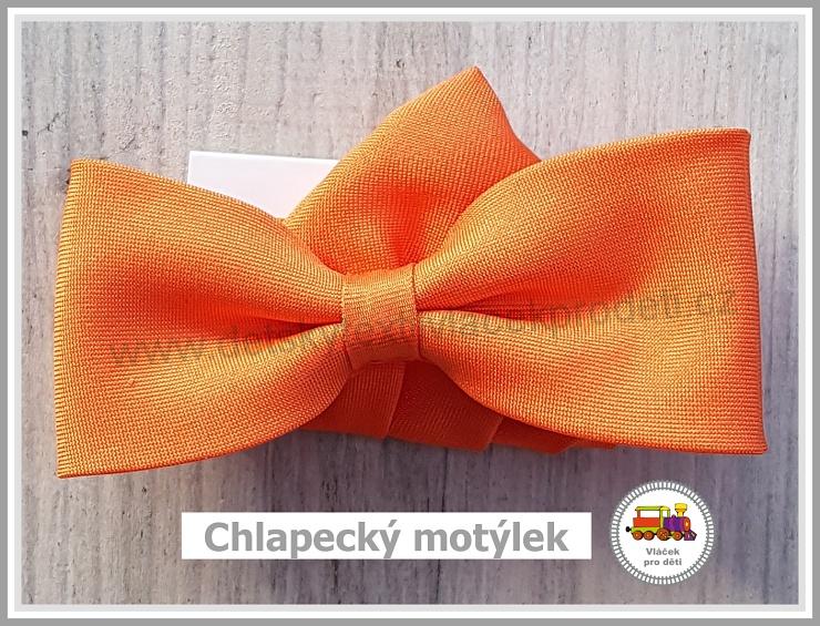 Dětský motýlek chlapecký oranžový s kapesníčkem č.85