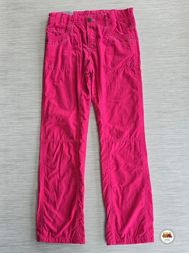 Kalhoty dívčí plátěné s bavlněnou podšívkou JK-026 Kugo tmavě růžové vel.164