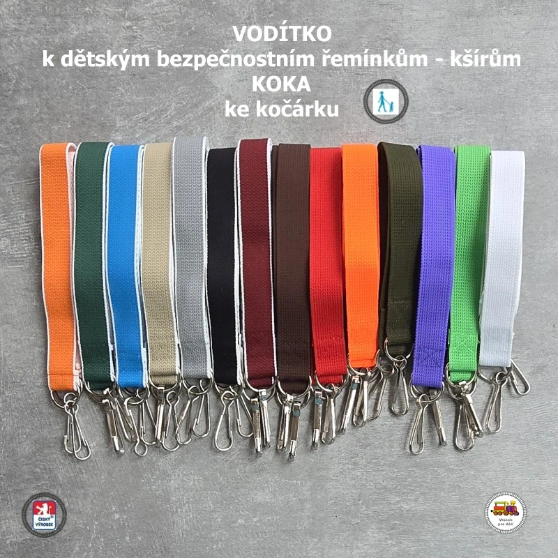 Vodítko - vodící popruh na kšíry, šle, kšandy, bezpečnostní popruhy do kočárku Koka středně zelené č. 9