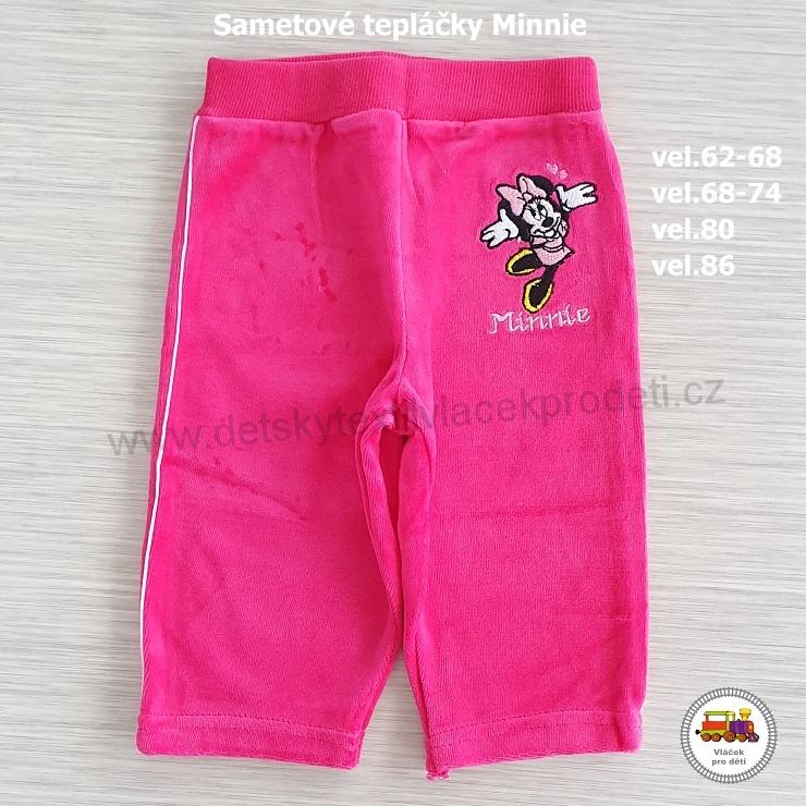 Dívčí tepláčky sametové Minnie JPVR1592 tmavě růžové - bordó vel. 80
