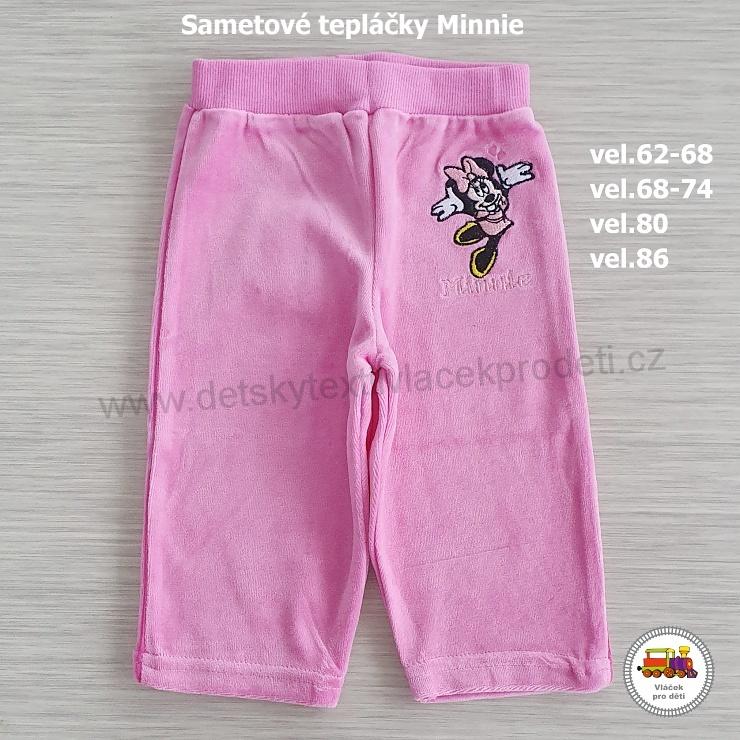 Dívčí tepláčky sametové Minnie JPVR1592 světle růžové vel. 62-68