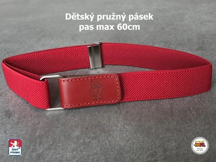 Dětský pásek se suchým zipem /28/ pružný červený se sovičkou