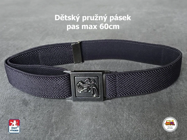 Dětský pásek s kovovou sponou /37/ pružný šedý s motorkou