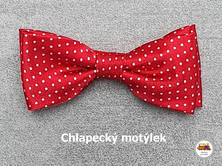 Dětský motýlek chlapecký puntík na červené č.161