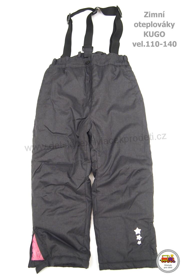 Zimní oteplováky/lyžařské kalhoty Kugo B305B kovově černé vel.140