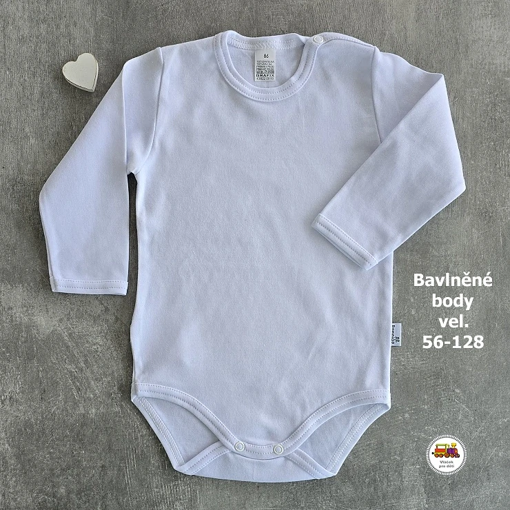 Kojenecké body bavlněné Grafix /643/ bílé dlouhý rukáv vel. 62