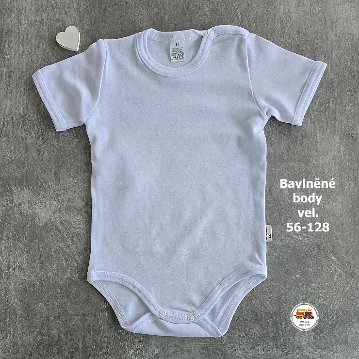 Kojenecké body bavlněné Grafix /639/ bílé krátký rukáv vel. 98