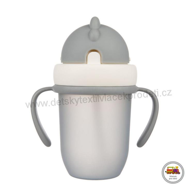 Hrníček se silikonovou slámkou 210ml MATT 56/522 šedý