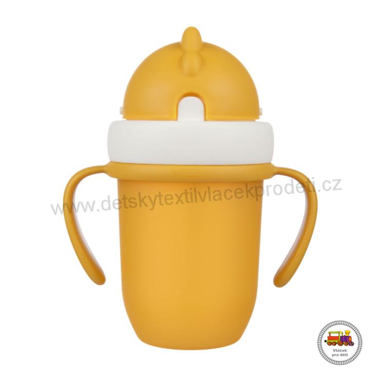 Hrníček se silikonovou slámkou 210ml MATT 56/522 žlutý