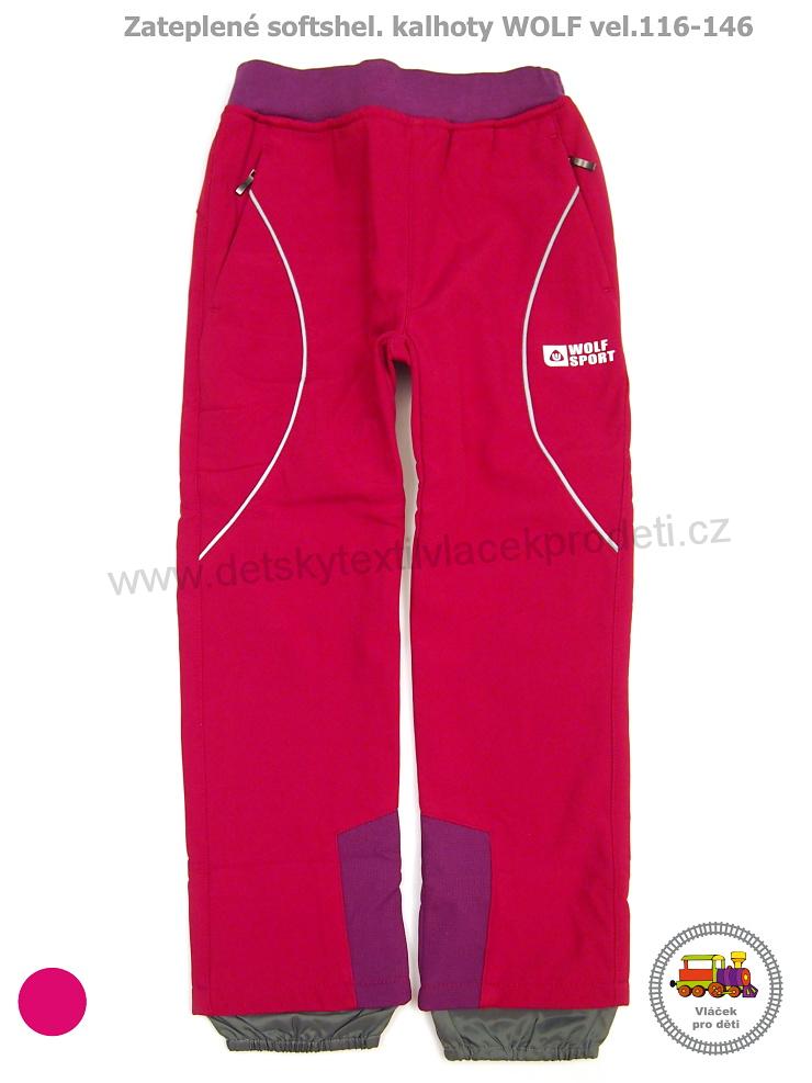 Softshellové kalhoty zateplené Wolf B2092 růžové s fialovou vel.146