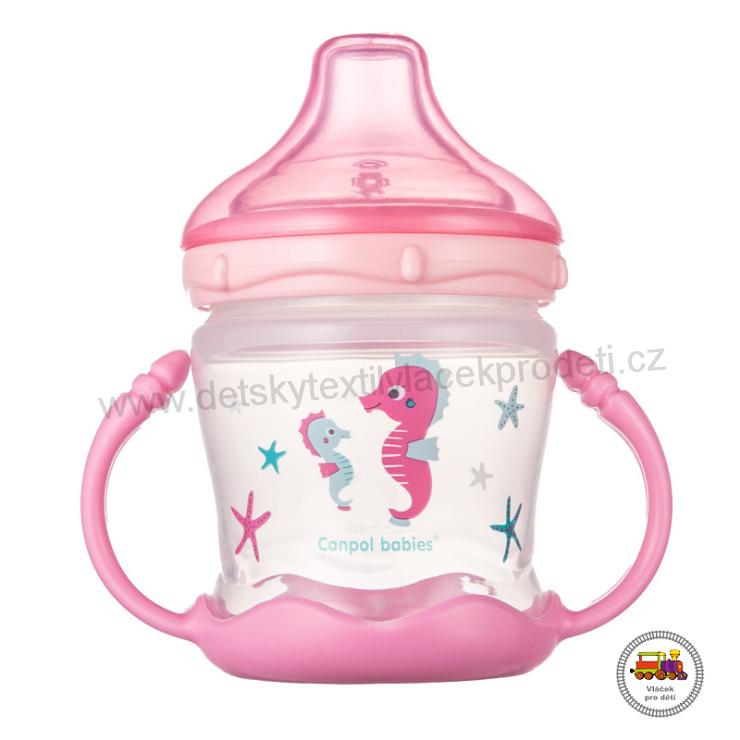 Nevylévací hrníček se silikonovým pítkem LOVE&SEA 57/300 180ml růžový
