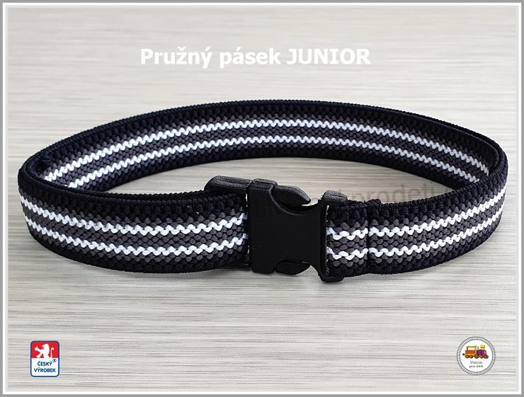 Dětský pásek pružný JUNIOR / 5/ šedý proužek