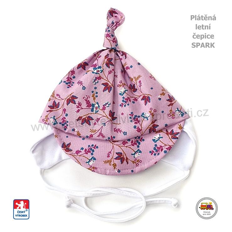 NOVINKA-Kojenecká letní čepice zavazovací Spark typ Uzlík vel.S, M, L