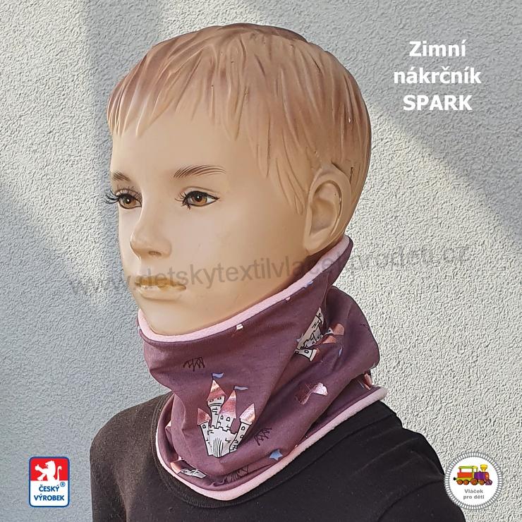 Dětský zimní nákrčník bavlna s fleesem Spark /326/ Zámek na starorůžové vel.XL (3-X let)