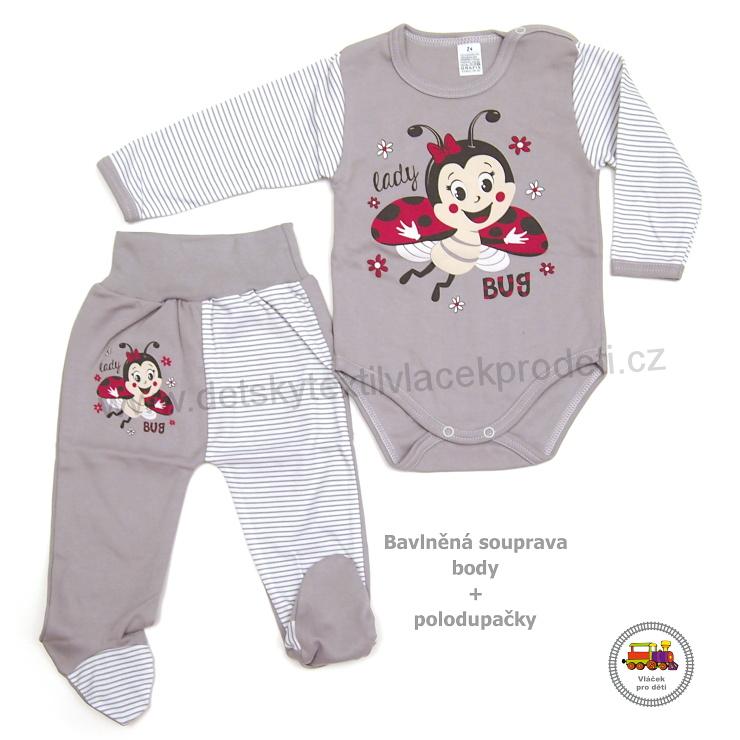 NOVINKA-Kojenecká bavlněná souprava body + polodupačky vel. 56, 62, 68, 74