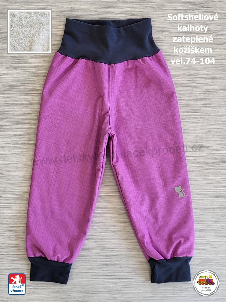 Softshellové kalhoty zateplené kožíškem STYLSPARK růžové vel.104