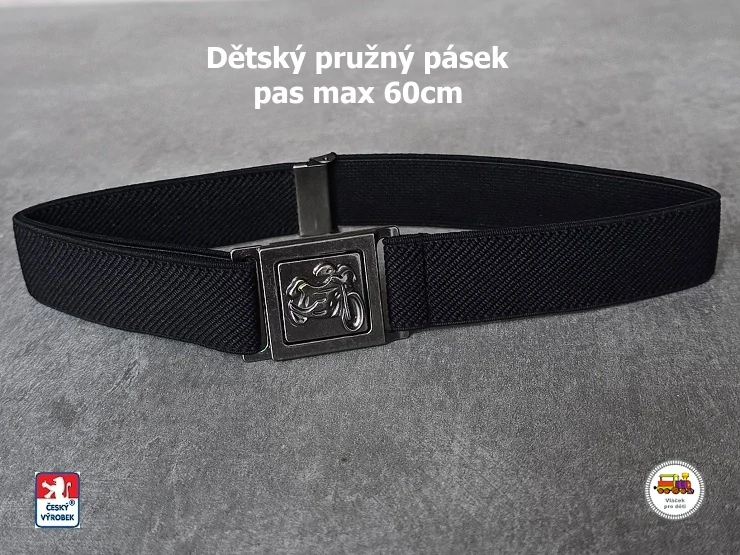 Dětský pásek /39/ černý s motorkou