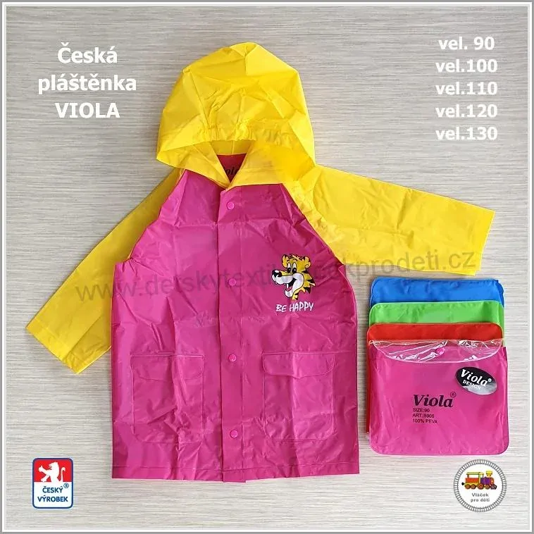 Dětská pláštěnka Viola 5907 BE HAPPY růžovožlutá vel.130