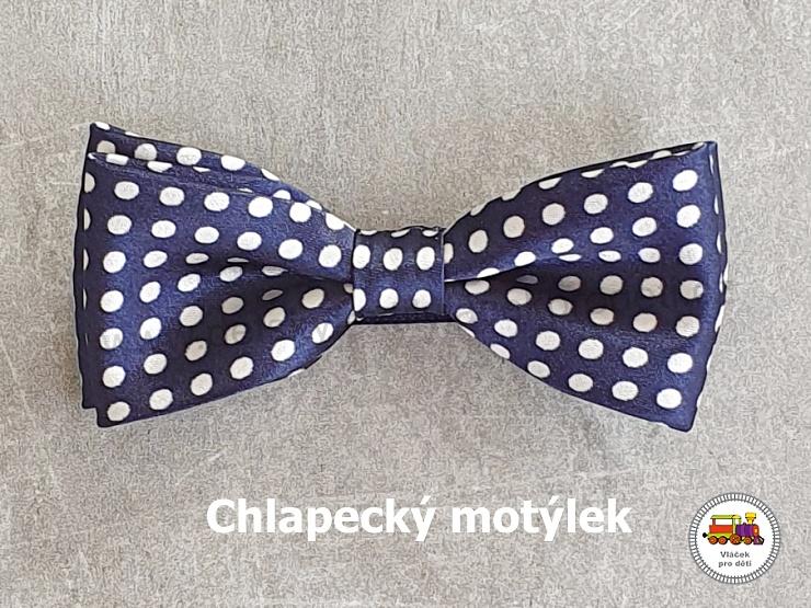 Dětský motýlek chlapecký tmavě modrý s bílým puntíkem č.173