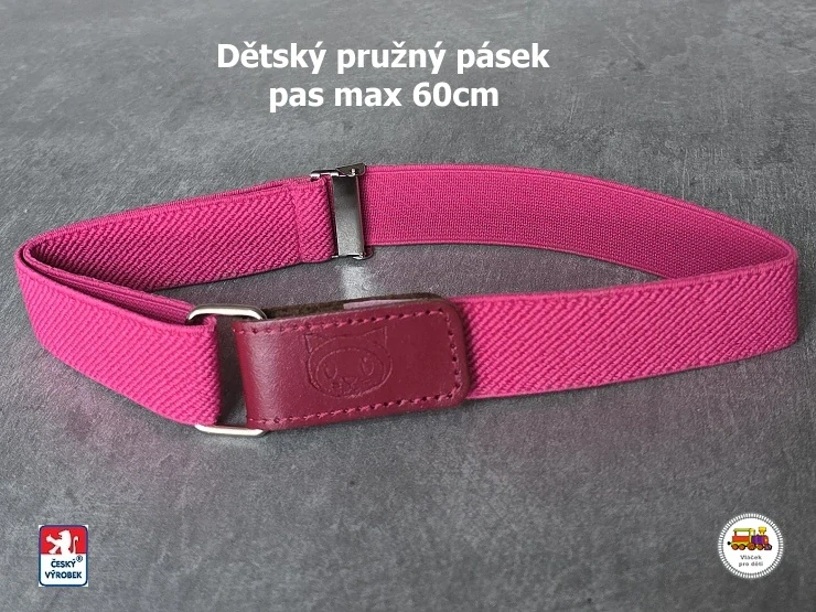 Dětský pásek /41/ Malinově růžový s kočičkou