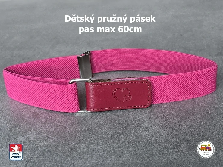 Dětský pásek /42/ Malinově růžový se srdíčky