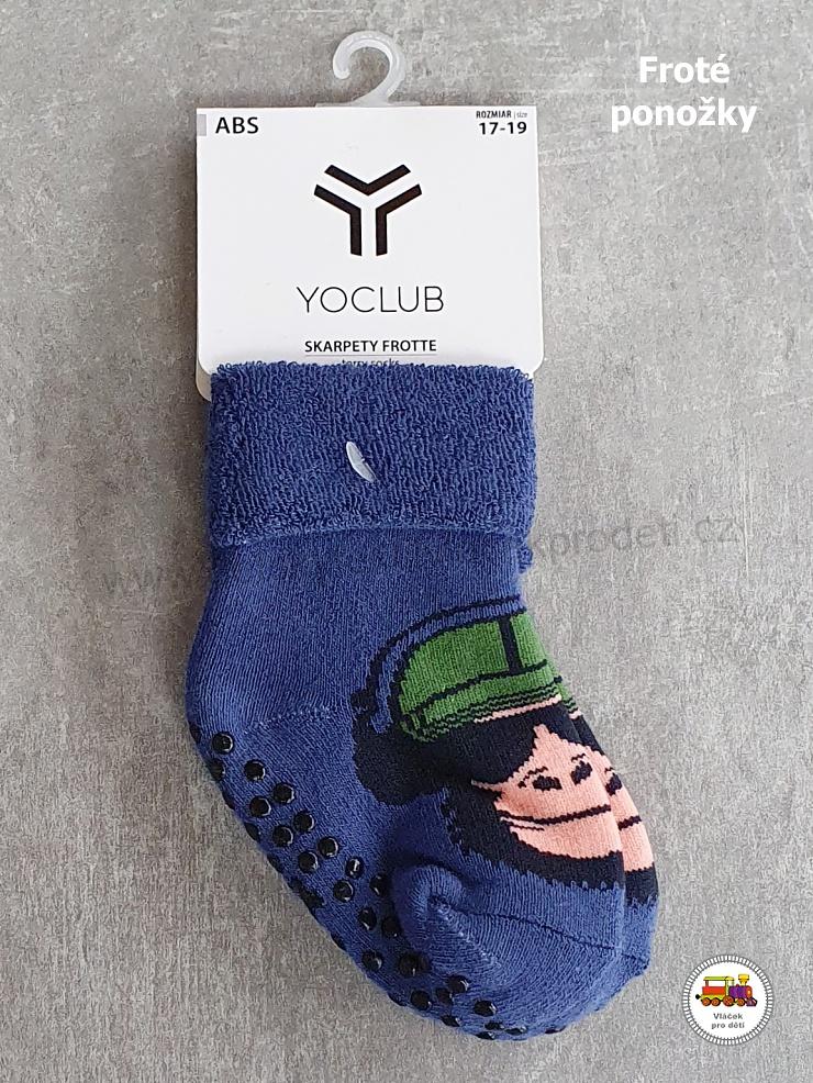 Dětské ponožky YOCLUB protiskluzové ABS /674/ froté modrošedé vel.17-19