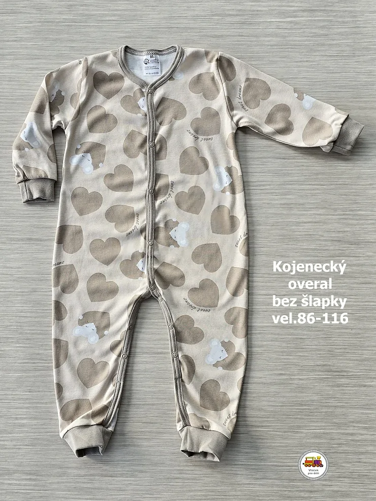 Kojenecký/dětský overal bavlněný bez šlapky /715/ Myška na béžové /var.3/ vel. 92