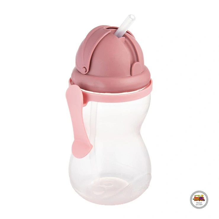 Lahev sportovní se slámkou 370ml růžová 56/113