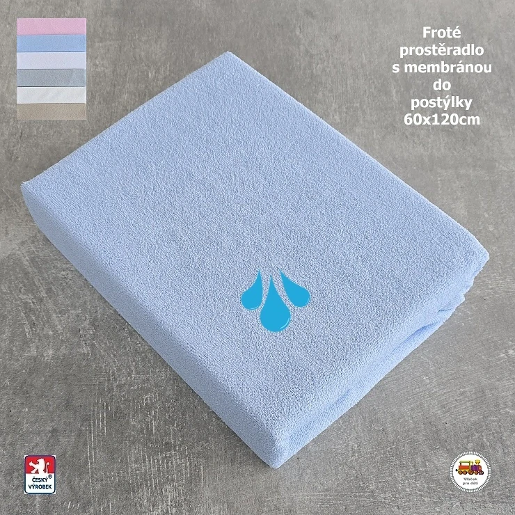 Froté prostěradlo s membránou do postýlky Dekoratex /MF5/ modré 60x120cm