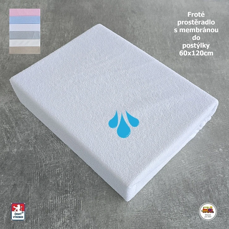 Froté prostěradlo s membránou do postýlky Dekoratex /MF4/ bílé 60x120cm