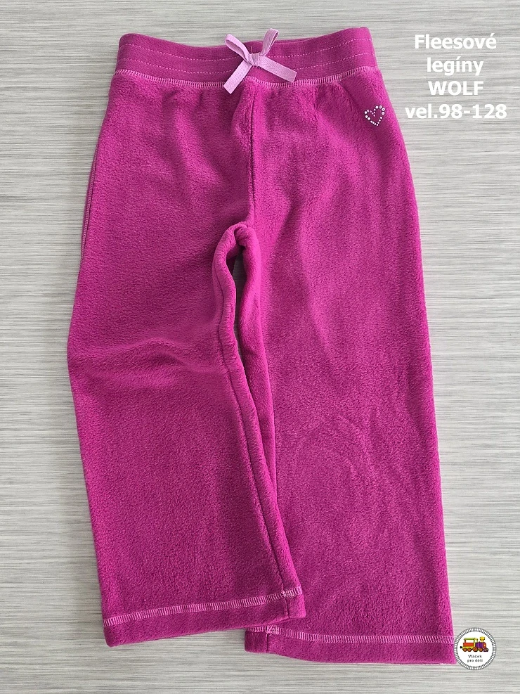 Tepláky/legíny dívčí fleesové Wolf B2294 tmavě růžové vel. 98