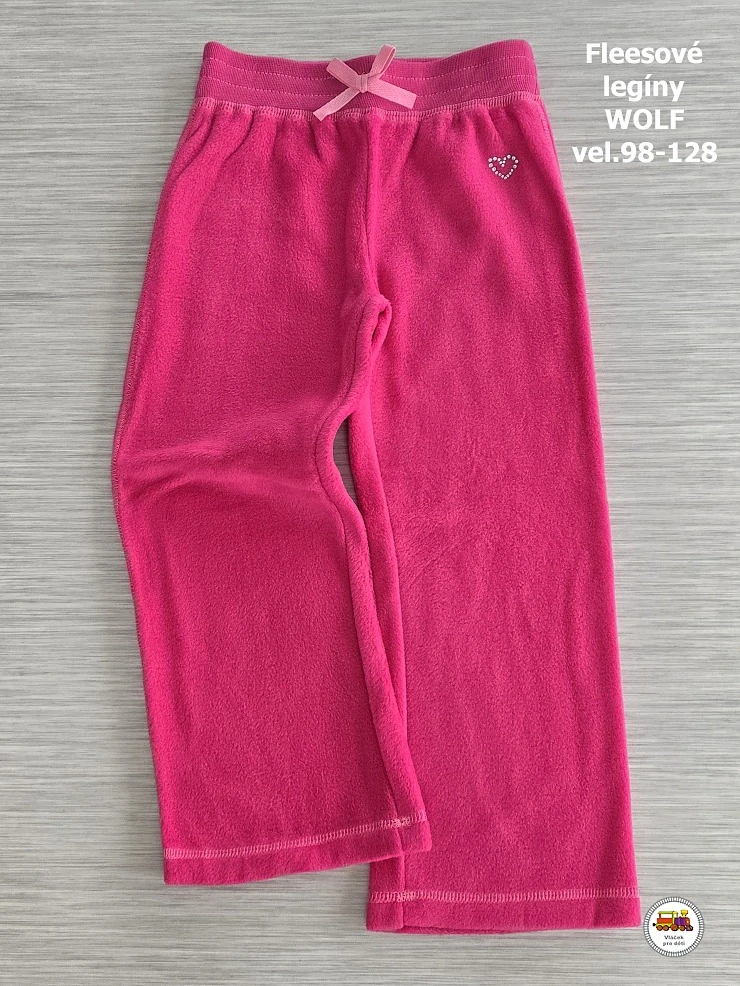 Tepláky/legíny dívčí fleesové Wolf B2294 růžové vel.104