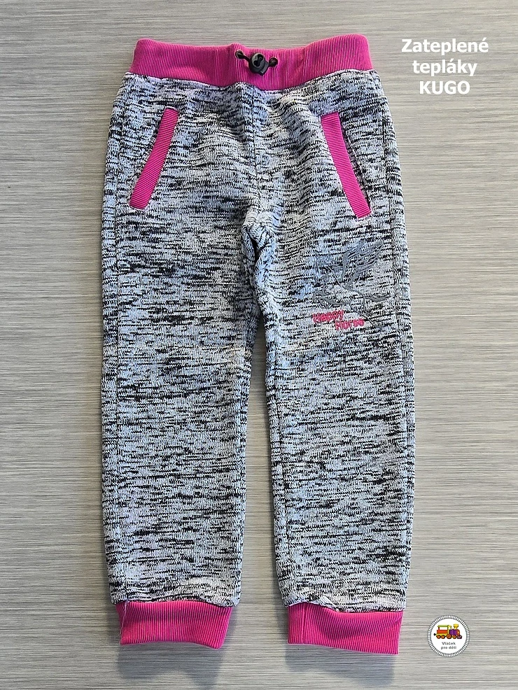 Dívčí tepláky Kugo M7903 šedorůžové vel.110