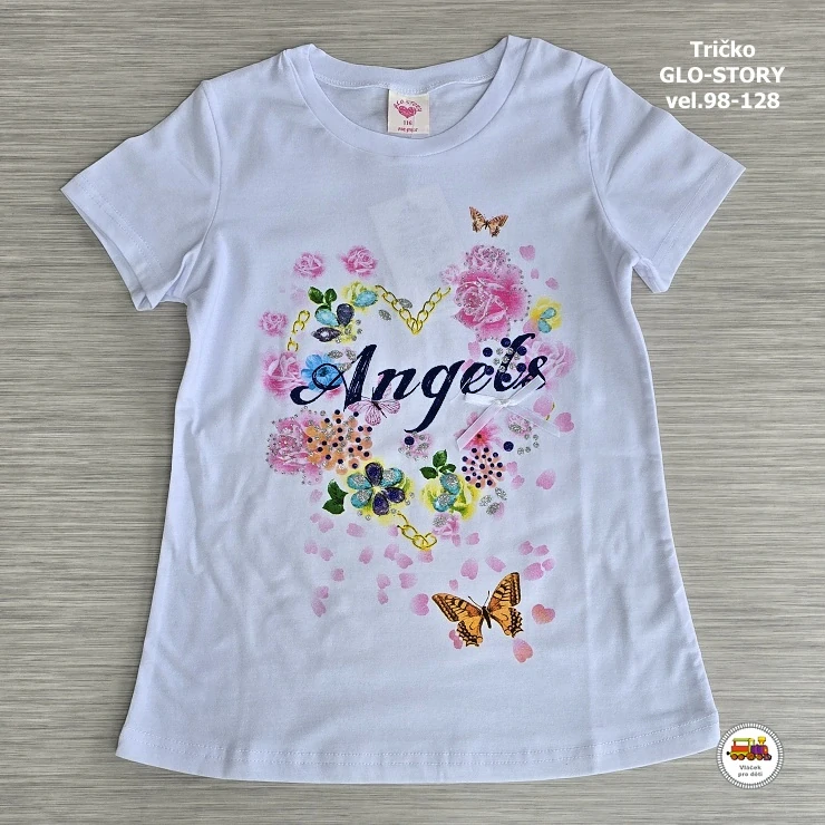 Tričko dívčí GLO-STORY GPO-1430 Angels na bílé vel.116