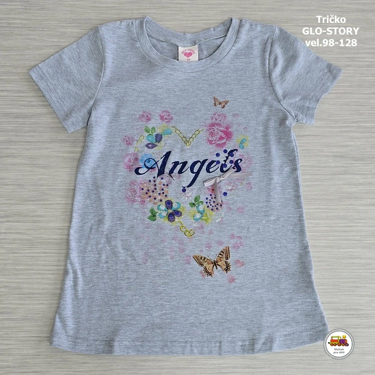 Tričko dívčí GLO-STORY GPO-1430 Angels na šedé vel.110