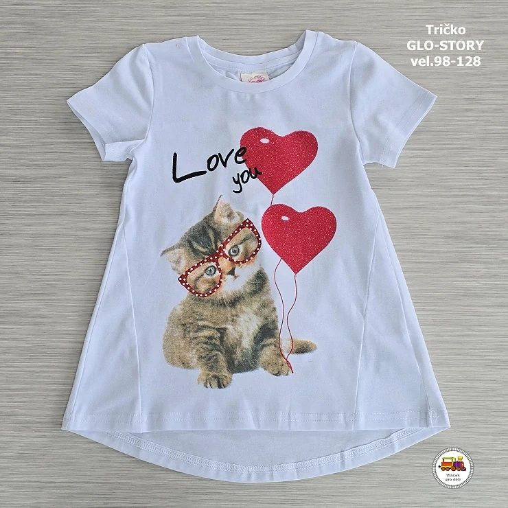 Tričko-tunika dívčí GLO-STORY GPO-1773 LOVE YOU na bílé vel.116