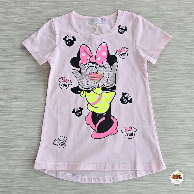 Tričko dívčí Kugo KT9907 Minnie na světle růžové vel.116