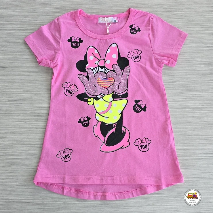 Tričko dívčí Kugo KT9907 Minnie na růžové vel. 98