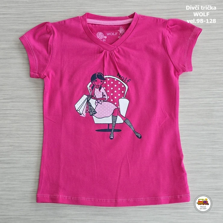 Tričko dívčí Wolf S2311 Holčička na tmavě růžové vel.128