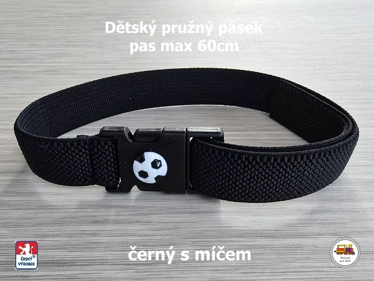 Dětský pásek se sponou /43/ pružný černý s míčem